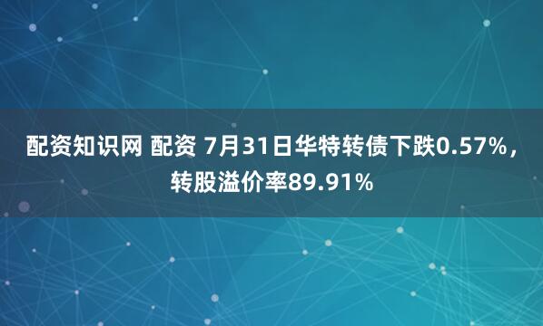 配资知识网 配资 7月31日华特转债下跌0.57%，转股溢价率89.91%