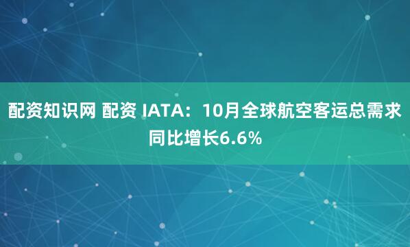 配资知识网 配资 IATA：10月全球航空客运总需求同比增长6.6%