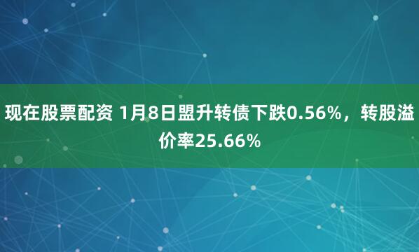现在股票配资 1月8日盟升转债下跌0.56%，转股溢价率25.66%